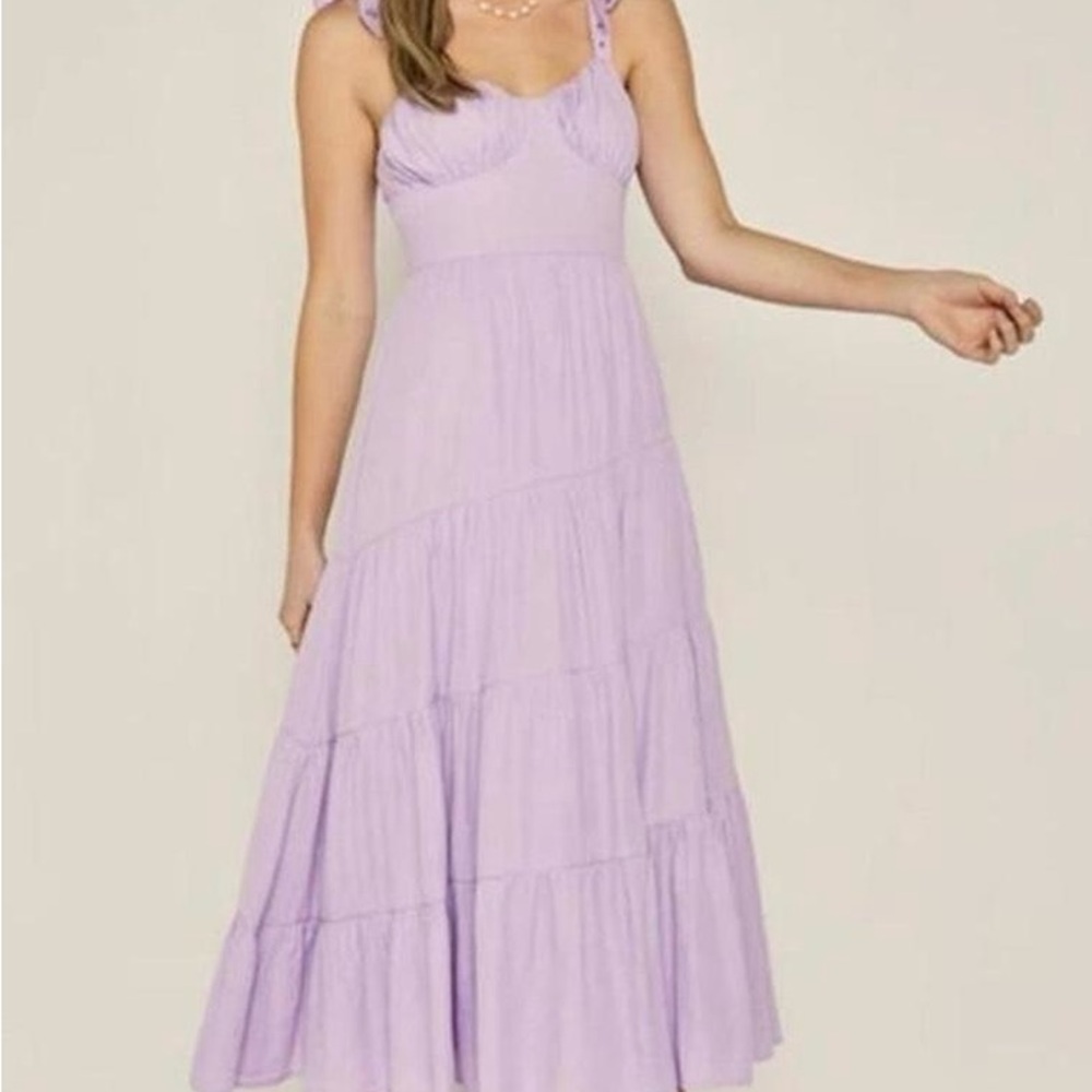 Francesca's Collections Lilac Tiered Maxi Dress with Tie Straps